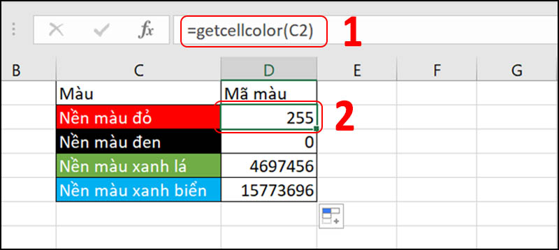 h&agrave;m GetCellColor
